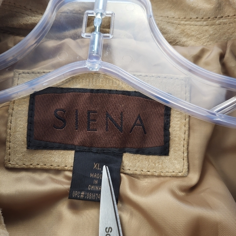 Siena Suede Leather Tan Biker Style Zip Up Jacket Women's Size XL - Picture 3 of 12